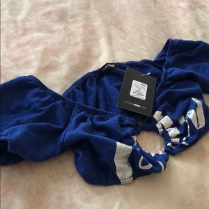 FashionNova sexy dark blue bralette t-shirt